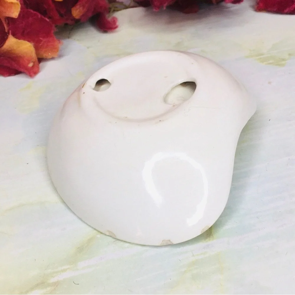 Vintage 70s Hand Painted White Ceramic Borzoi Dog Ashtray Trinket Dish